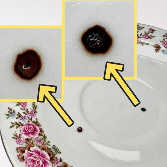 Vintage Floral China Saucer Plate Pink Roses Gold Rim - Picture 7 of 10